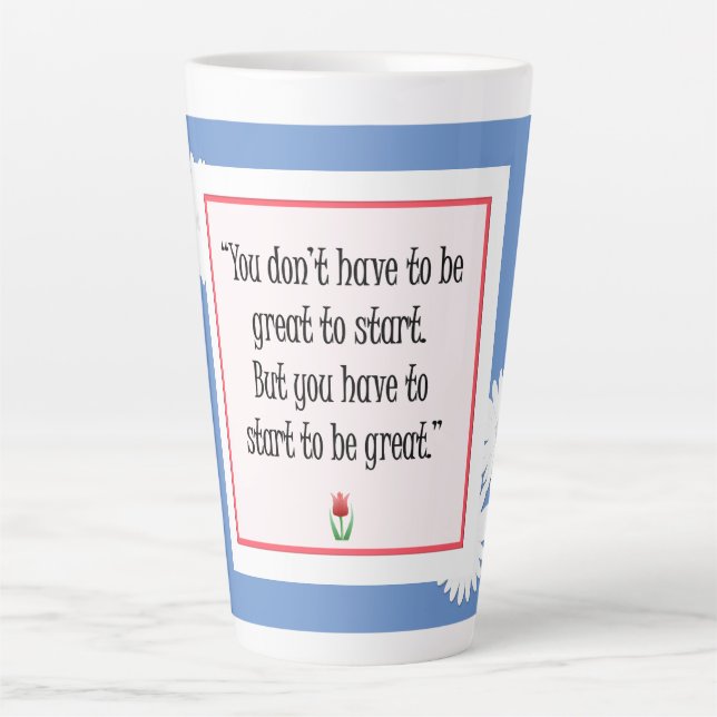 Taza De Café Latte Comenzar a hacer grandes cosas - Mug azul motivaci (Anverso)