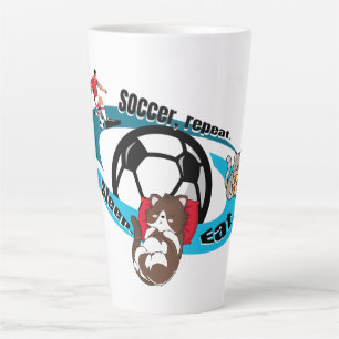 Taza De Café Latte Comer, dormir, fútbol, repetir. personalizado de f