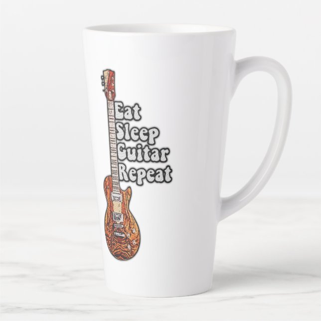 Taza De Café Latte Comer guitarra del sueño repetido. (Derecha)