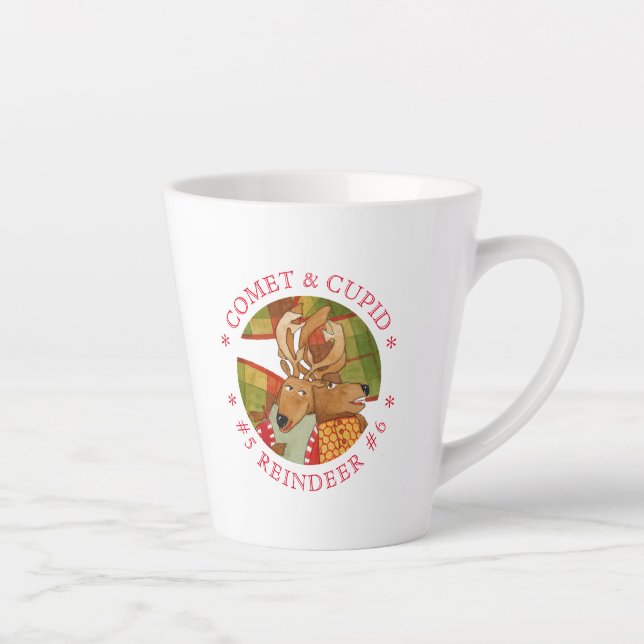 Taza De Café Latte COMET CUPID REINDEER Latte Mug (Derecha)