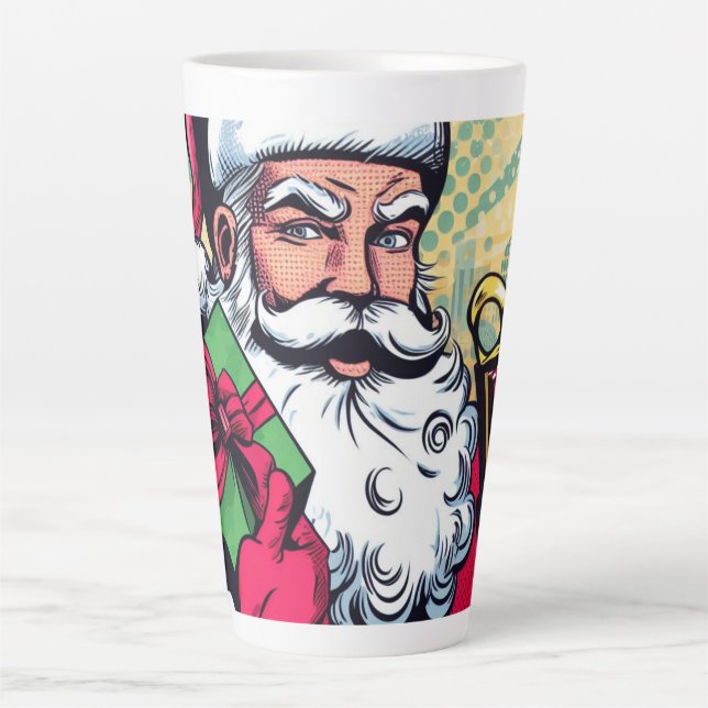 Taza De Café Latte Comic book Santa/Navidades (Anverso)