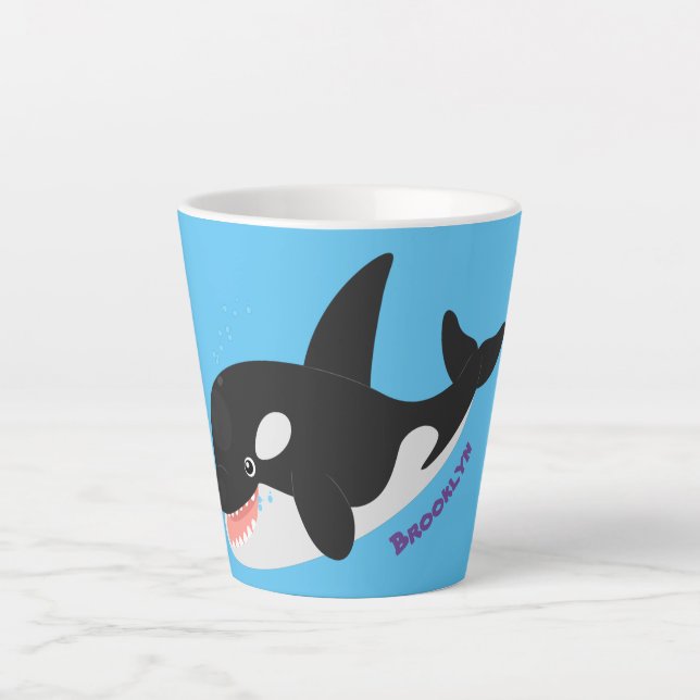 Taza De Café Latte Cómico asesino ballena orca personalizado lindo il (Anverso)