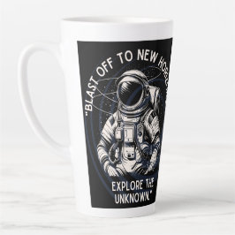 TAZA DE CAFÉ LATTE COMILLAS DE ASTRONAUTA, DESPEGUE HACIA NUEVOS HORI