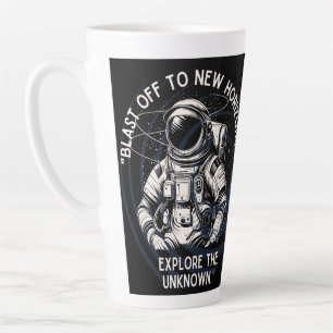 TAZA DE CAFÉ LATTE COMILLAS DE ASTRONAUTA, DESPEGUE HACIA NUEVOS HORI