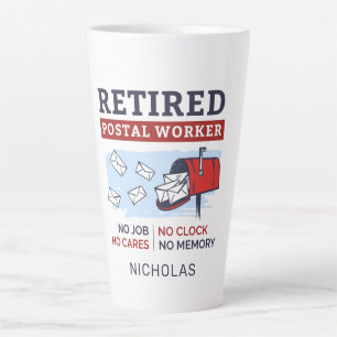 Taza De Café Latte Compañero de trabajo postal jubilado cartero jubil