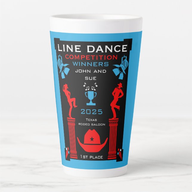 Taza De Café Latte Competencia Americana de Baile de Línea (Anverso)