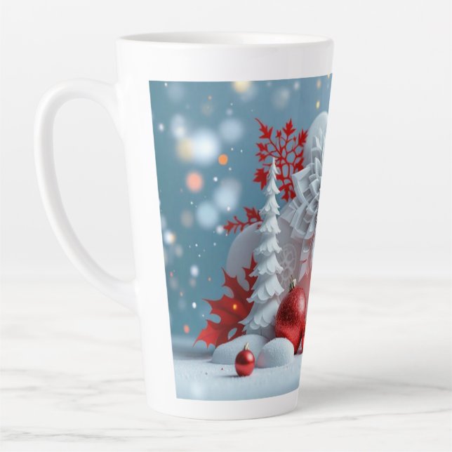 Taza De Café Latte Composición de Flor de Invierno (Izquierda)