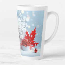 Taza De Café Latte Composición de Flor de Invierno