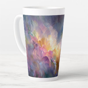 Taza De Café Latte Composición floral pastel abstracta brillante