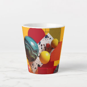 Taza De Café Latte Composición geométrica abstracta y colorida