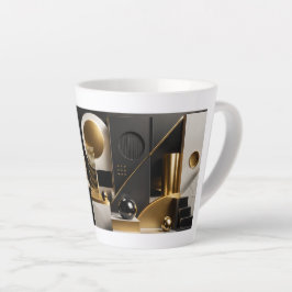 Taza De Café Latte Composición moderna lujosa: regalo dorado y negro