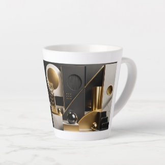 Taza De Café Latte Composición moderna lujosa: regalo dorado y negro