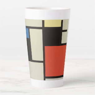 Taza De Café Latte Composición Mondrina Arte de pintura abstracta mod
