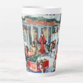 Taza De Café Latte compras navideñas retro vintage