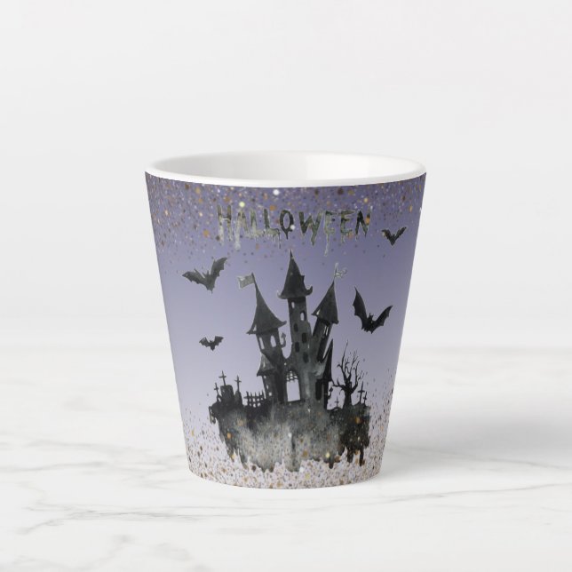 Taza de café latte con el toque de halloween (Anverso)