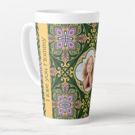 Taza De Café Latte Con foto / texto Oliva y lavanda Azulejos Lat