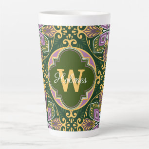 Taza De Café Latte Con nombre Oliva y Azulejos de lavanda