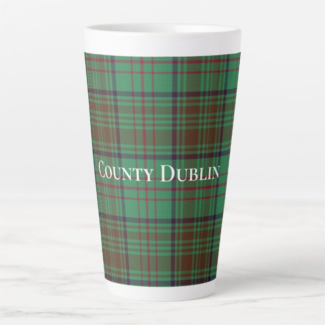 Taza De Café Latte Condado de Irlanda Dublín Tartán (Anverso)