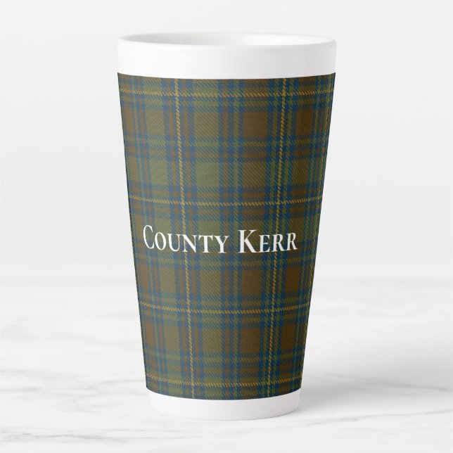 Taza De Café Latte Condado de Kerr Tartan (Anverso)