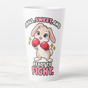 Taza De Café Latte Conejito de boxeo lindo listo para luchar