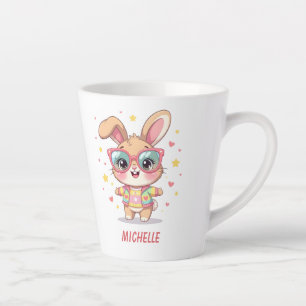Taza De Café Latte Conejito femenino con monograma lindo que lleva ga