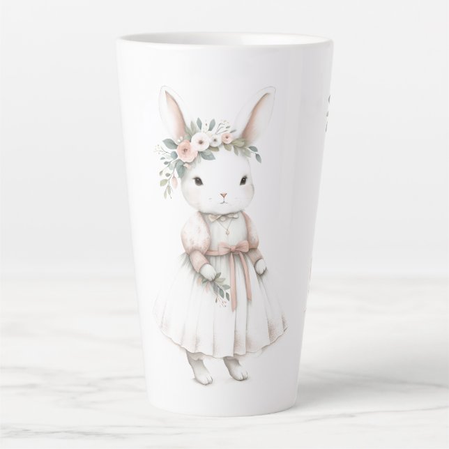 Taza De Café Latte Conejo con vestido (Anverso)