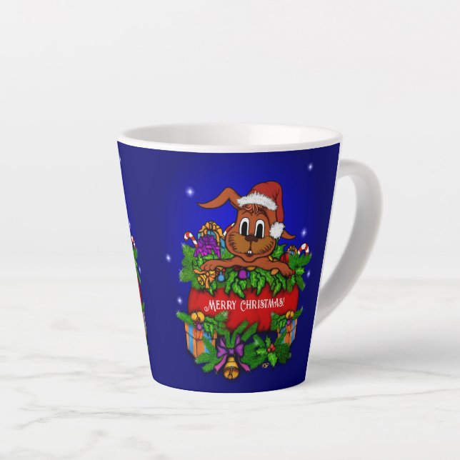 Taza De Café Latte Conejo de navidades (Ángulo derecho)