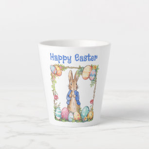 Taza De Café Latte Conejo de Pascua Huevos de Pascua Feliz Pascua