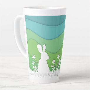 Taza De Café Latte Conejo de Pascua, huevos escondidos en la naturale