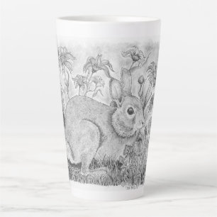 Taza De Café Latte Conejo en flores