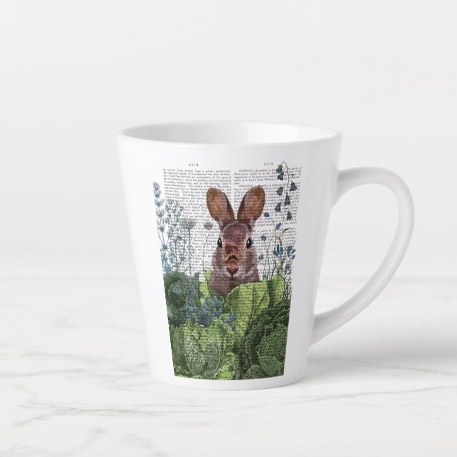 Taza De Café Latte Conejo en un parche de col (Derecha)