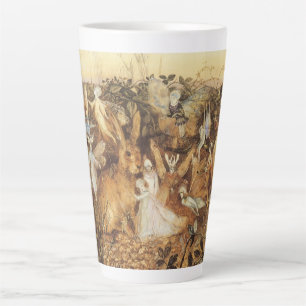 Taza De Café Latte Conejo entre las hadas, Cuentos de hadas vintage