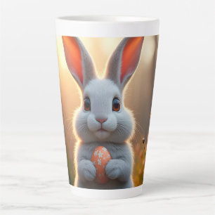 Taza De Café Latte Conejo feliz de Pascua en la magia de la primavera