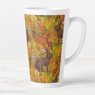 Taza De Café Latte Conejo otoñal en ocre