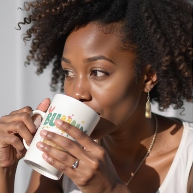 Taza De Café Latte Conejo retro: Bunny Bunny Bliss (Subido por el creador)