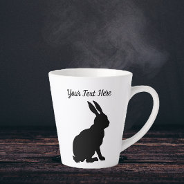 Taza De Café Latte Conejo sentado en silueta negra perfil lateral