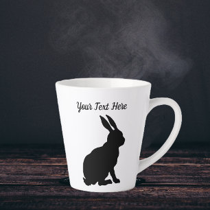 Taza De Café Latte Conejo sentado en silueta negra perfil lateral