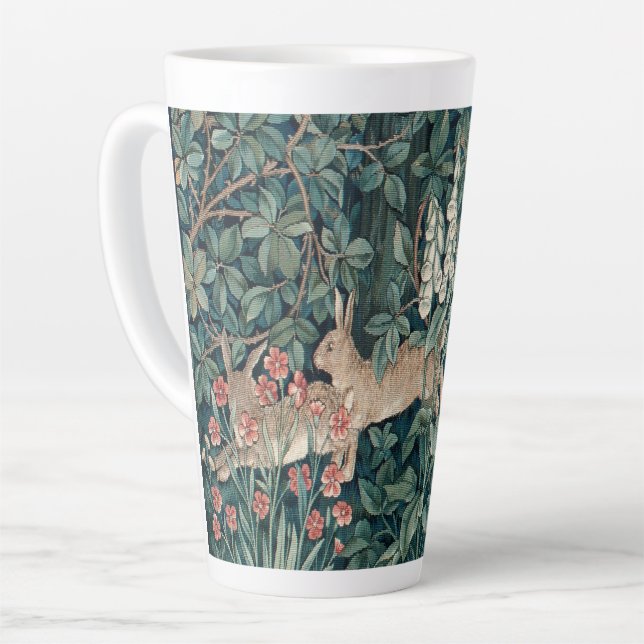 Taza De Café Latte Conejos de tallos de William Morris Woodland (Ángulo izquierdo)