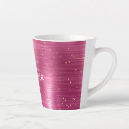 Taza De Café Latte Confetti de espuma de oro de Glam rosa personaliza