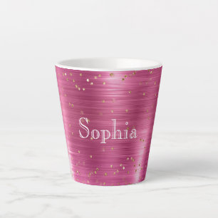 Taza De Café Latte Confetti de espuma de oro de Glam rosa personaliza
