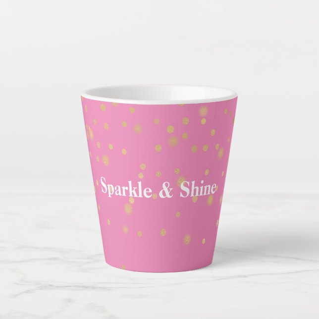 Taza De Café Latte Confetti de oro rosado (Anverso)