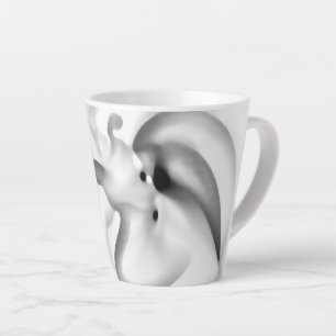 Taza De Café Latte Congelado: Gris abstracto, blanco y negro