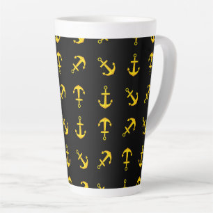 Taza De Café Latte Conjunto de anclaje de barco de oro del personaliz