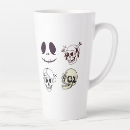 Taza De Café Latte Conjunto de cuatro ilustraciones de cráneos únicas