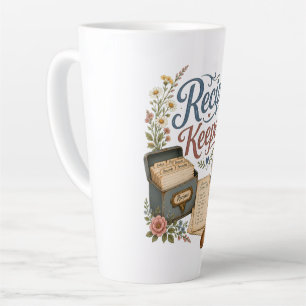 Taza De Café Latte Conservador de Recetas Florales Vintage Cottagecor