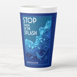 Taza De Café Latte Contaminación del mar final