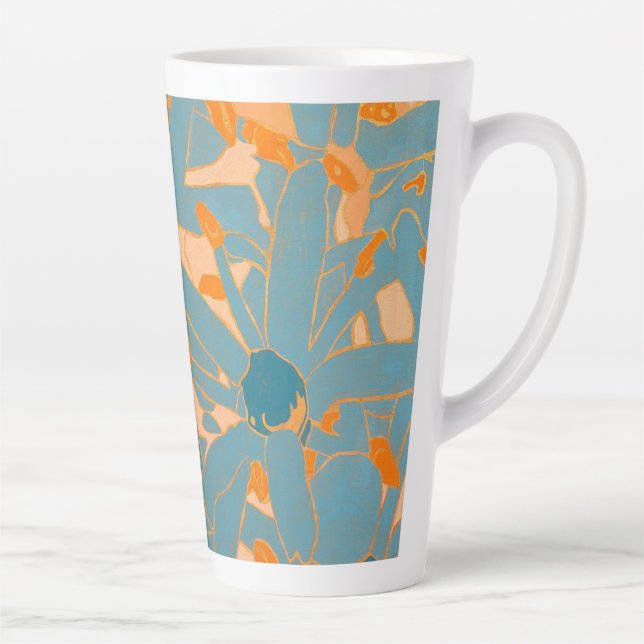 Taza De Café Latte Contemporary Leaf Design in Peach Label (Derecha)