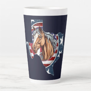 Taza De Café Latte Contorno del estado de Texas EE. UU. Caballo