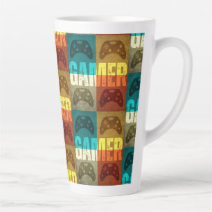 TAZA DE CAFÉ LATTE CONTROLADOR DE VIDEOJUEGOS VINTAGE PARA GAMER