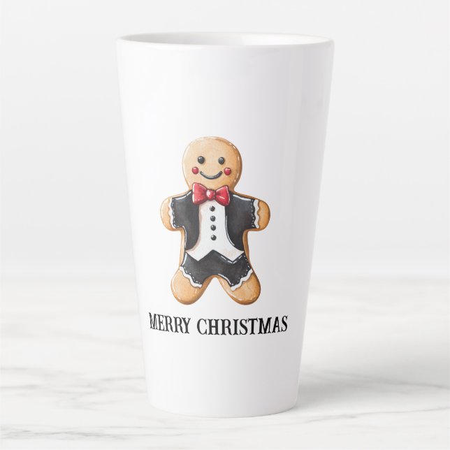 Taza De Café Latte Cookie de hombre de pan de jengibre en Tuxedo (Anverso)